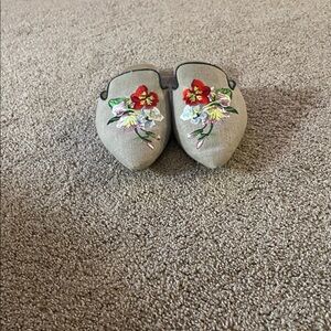 Ann Taylor Floral Embroidered Loafers - Tan and Multicolor